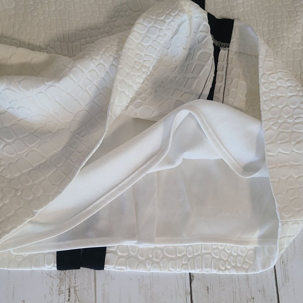 Cache Black White Colorblock Croc Embossed Dress … - image 8